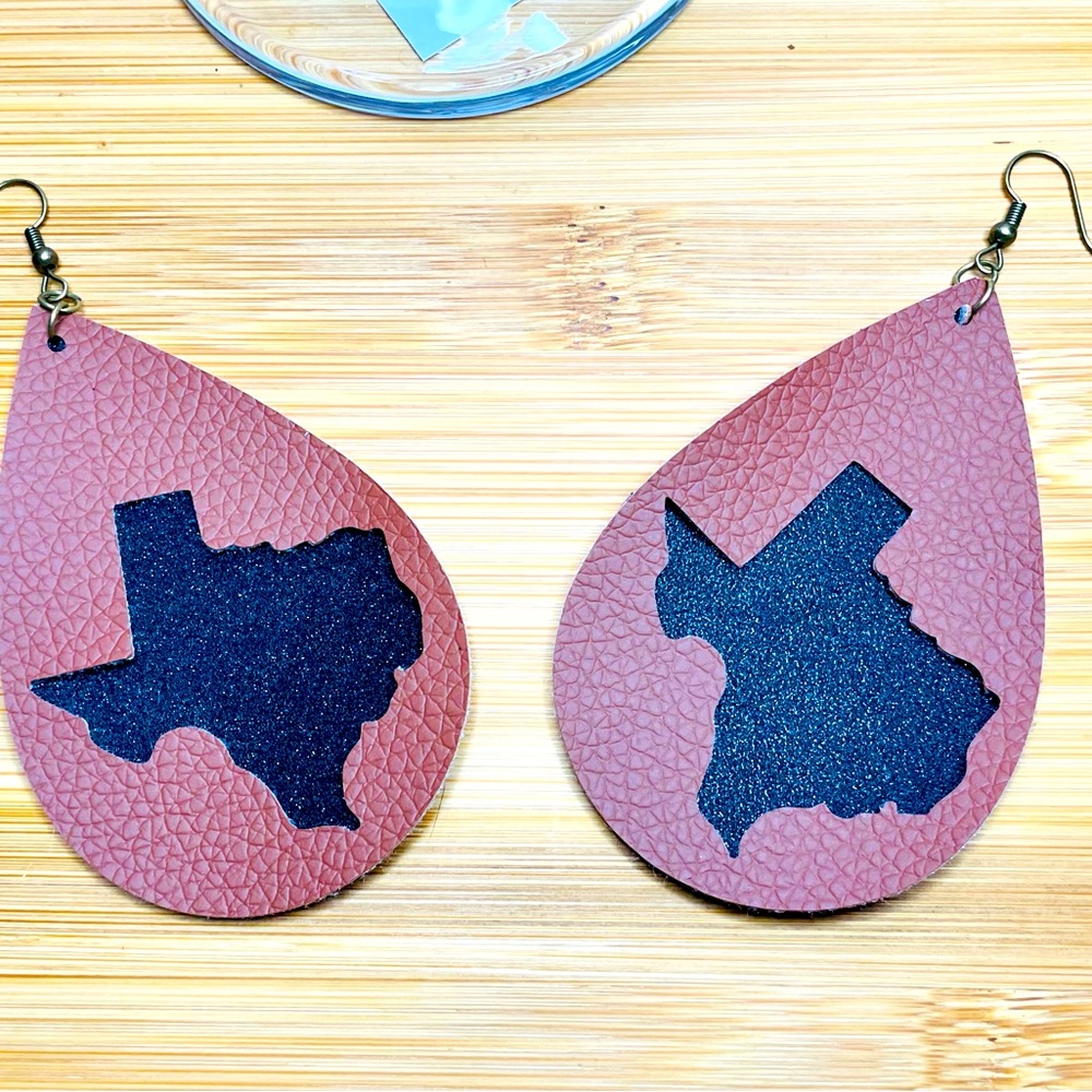 Texas Faux leather earrings